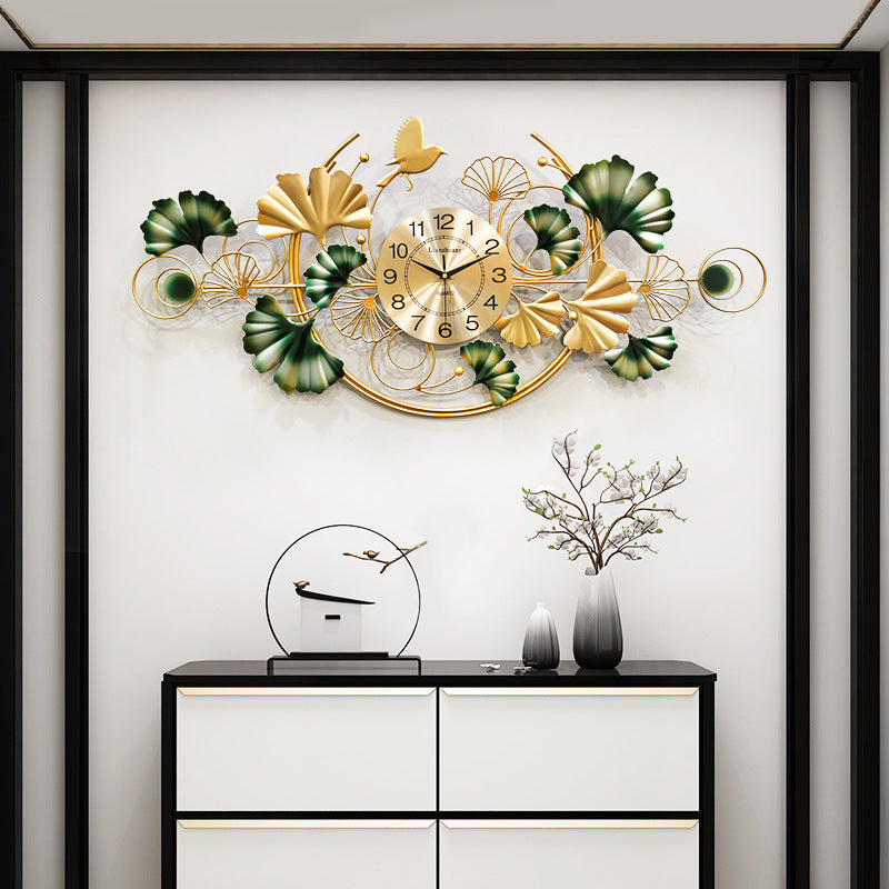 Floral Metal Wall Clock - Resilient Iron, Powdercoated, 39 x 19 Inches