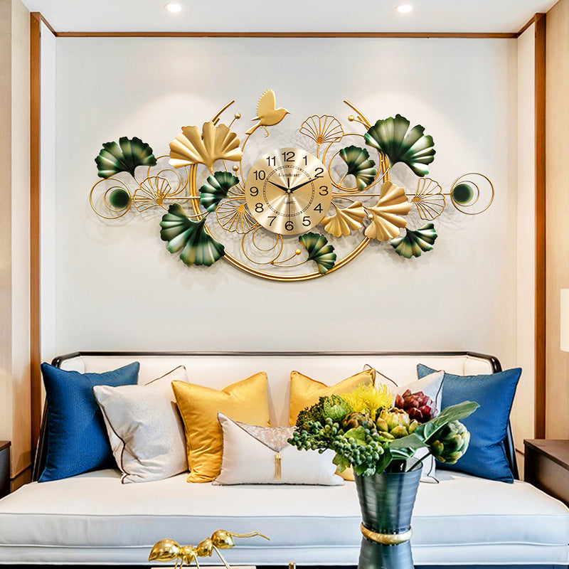 Floral Metal Wall Clock - Resilient Iron, Powdercoated, 39 x 19 Inches