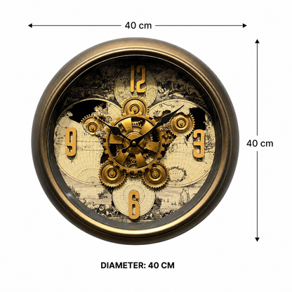 Vortex Time Luxury Designer Wall clock With Moving Gear Mechanism  (Steel Body)
