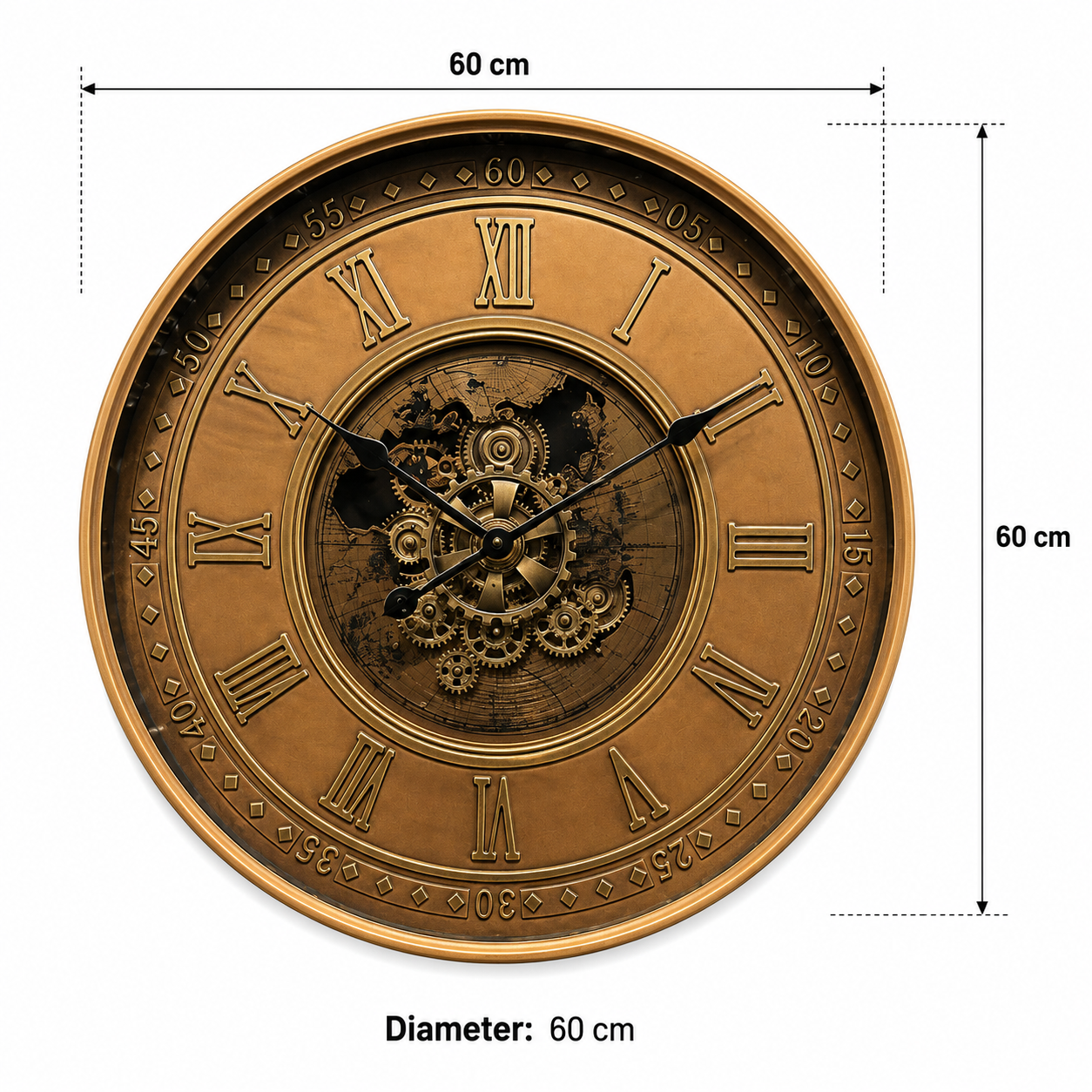 Golden Hour Luxury Designer Watches Wall Clock For Living Room With Moving Gear Mechanism Buy Wall Clock Online - Big (Steel Body)