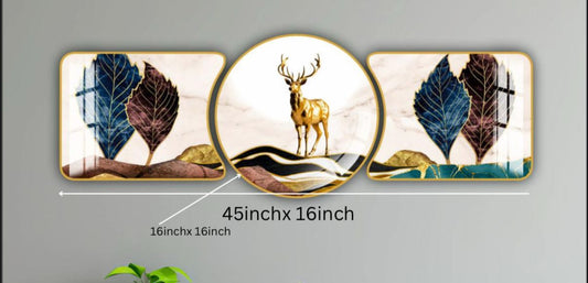 Modern Crystal Wall Paintings With PVC Framing - Set of 3 [Style -31]