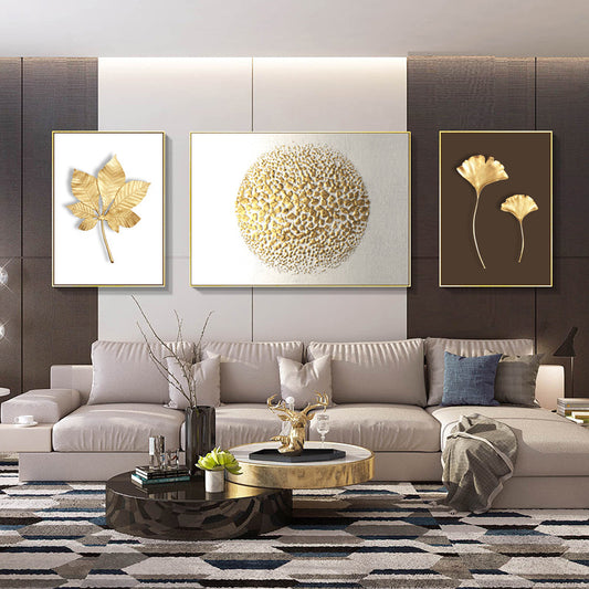 Modern Crystal Painting Set with Metal Framing - Golden Frame, Crystal & Glass Work [Set of 3 ]