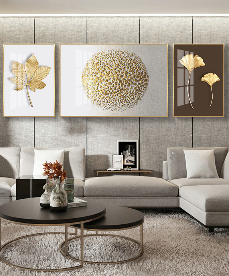 Modern Crystal Painting Set with Metal Framing - Golden Frame, Crystal & Glass Work [Set of 3 ]