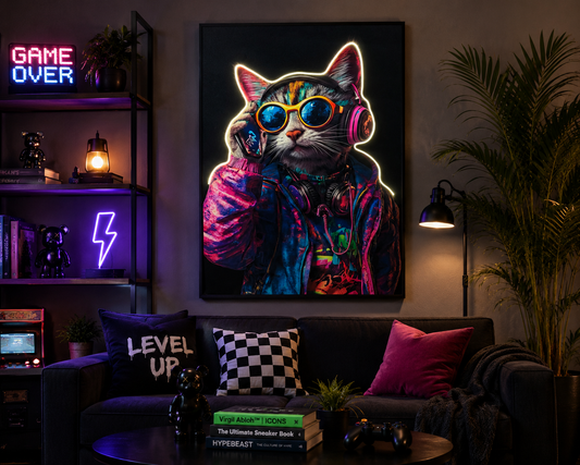 Cat Quirky Wall Art With LED Lights
