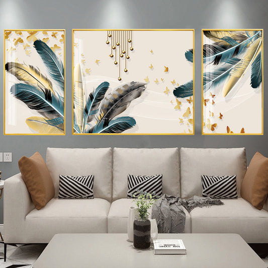 Modern Crystal Painting With Metal Framing For Wall Decor [ Pack of 3 ]
