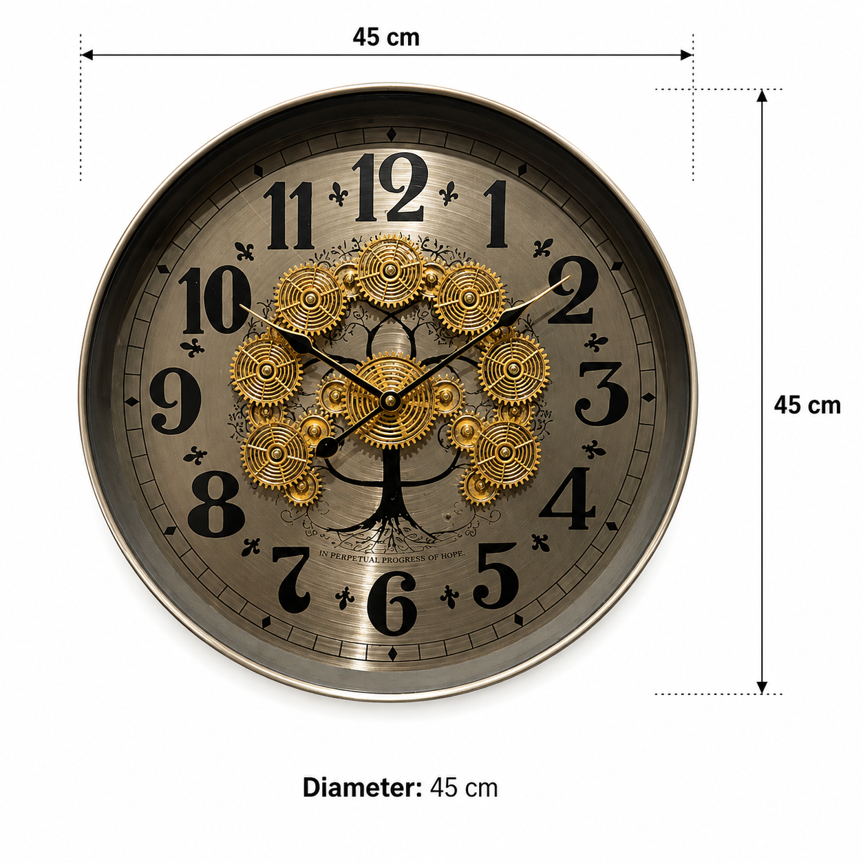 Phantom Dial Luxury Designer Wall Clock For Living Room With Moving Gear Mechanism Buy Wall Clock Online -  (Steel Body)