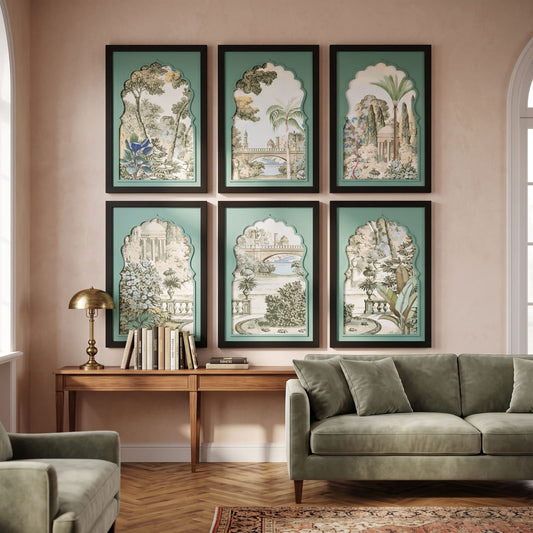 6-Piece Botanical Garden & Heritage Wall Art Set – Luxury Vintage Wall Décor for Living Room
