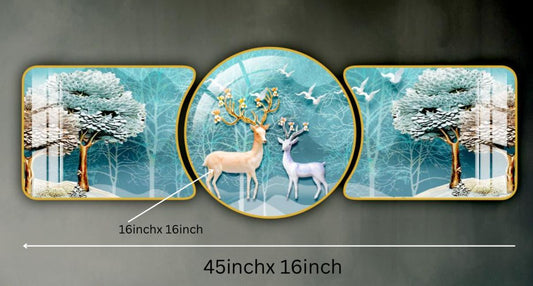 Modern Crystal Wall Paintings With PVC Framing - Set of 3 [Style -32]