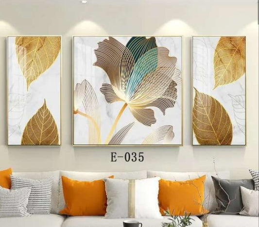 Modern Crystal Wall Paintings With PVC Framing - Set of 3 [Style -21]