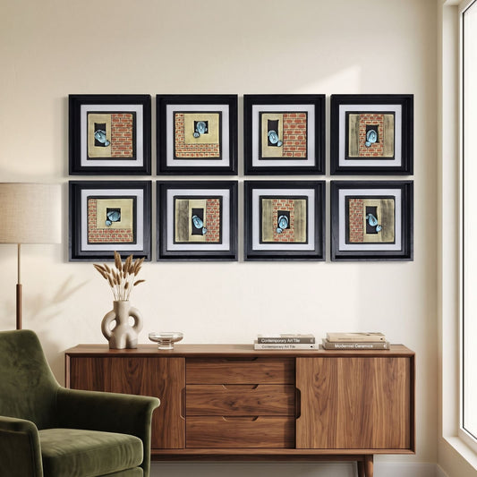 8-Piece Contempora8-Piece 3D Abstract Face Wall Art Set – Contemporary Textured Framed Wall Décor for Living