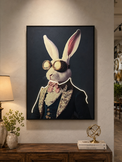 Quirky Rabbit Wall Art With LED Lights