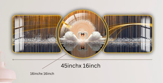 Modern Crystal Wall Paintings With PVC Framing - Set of 3 [Style -33]