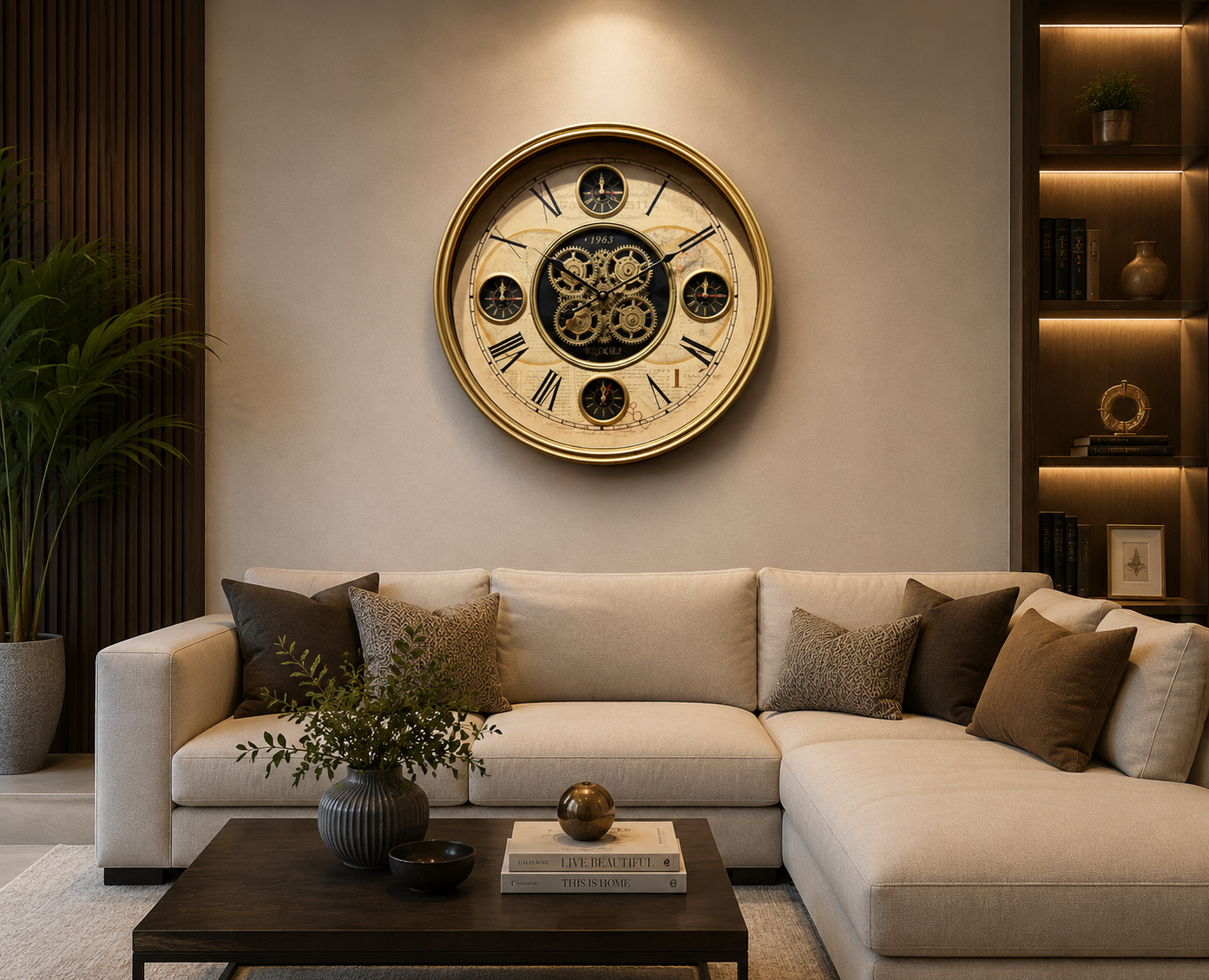 Chrono Luxe Luxury Designer Wall Clocks for the Home With Moving Gear Mechanism Buy Wall Clock Online (Steel Body) - Big