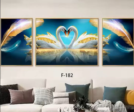 Modern Crystal Wall Paintings With PVC Framing - Set of 3 [Style -29]