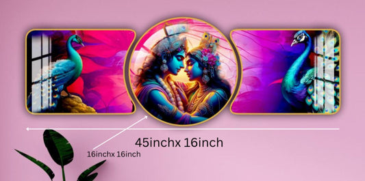 Modern Crystal Wall Paintings With PVC Framing - Set of 3 [Style -36]