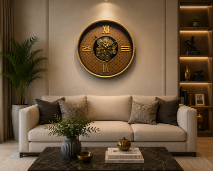 Svelte Seconds Luxury Wall Clock With Moving Gear Mechanism (Steel Body)