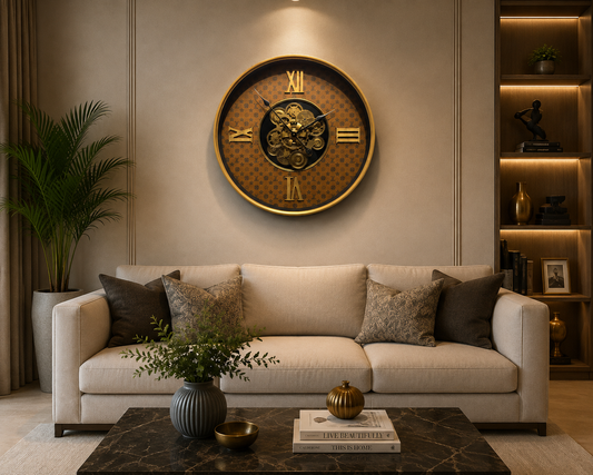 Svelte Seconds Luxury Wall Clock With Moving Gear Mechanism (Steel Body)