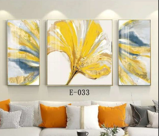 Modern Crystal Wall Paintings With PVC Framing - Set of 3 [Style -17]