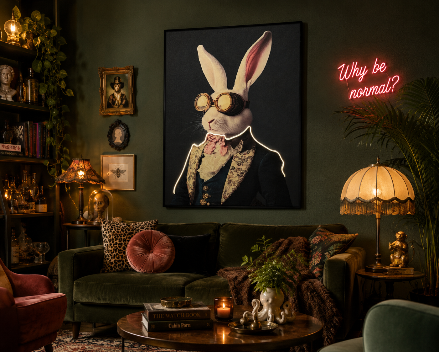 Quirky Rabbit Wall Art With LED Lights