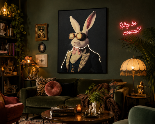 Quirky Rabbit Wall Art With LED Lights