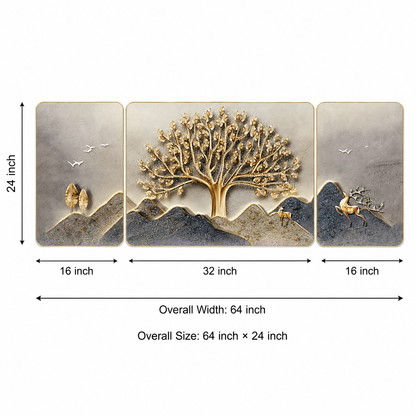Modern Crystal Painting Set with Metal Framing - Golden Frame, Crystal & Glass Work [Set of 3 ] (Copy)