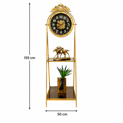 Golden Meridian Tripod Base Luxury Designer Standing Clock With Moving Gear Mechanism Buy Floor Clock Online (Steel Body)