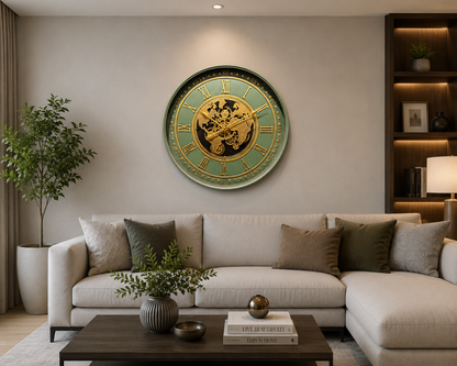 Timeless Tradition Luxury Designer Wall Clock For Living Room With Moving Gear Mechanism Buy Wall Clock Online - Big (Steel Body)