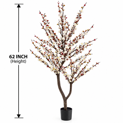 Artificial Plum Blossom Tree - White Plant [ 64 inch ]