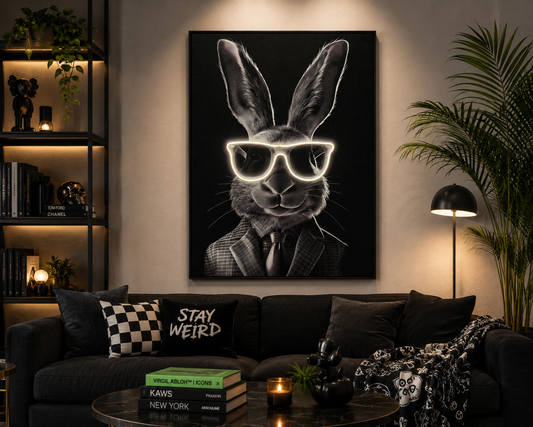 Quirky Bunny Wall Art With LED Lights