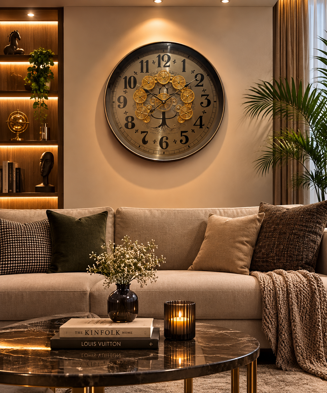 Phantom Dial Luxury Designer Wall Clock For Living Room With Moving Gear Mechanism Buy Wall Clock Online -  (Steel Body)