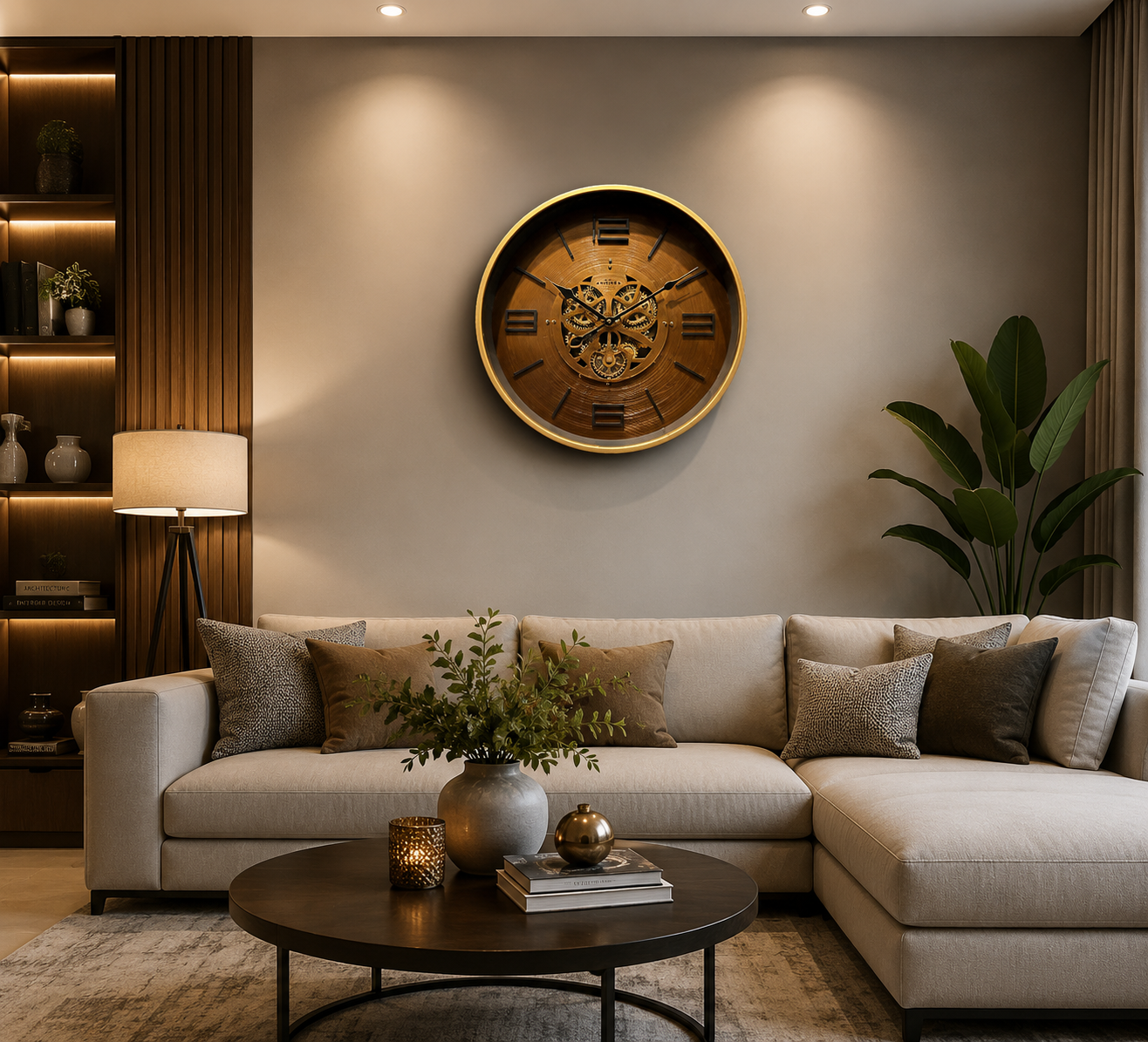 Opulence Tick Tock Luxury Wall Clock With Moving Gear Mechanism (Steel Body)
