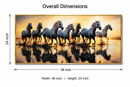 Seven Horses Crystal Glass Painting [ 48 x 24 Inch ] Style 1