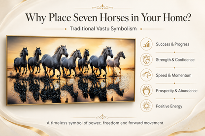 Seven Horses Crystal Glass Painting [ 48 x 24 Inch ] Style 1
