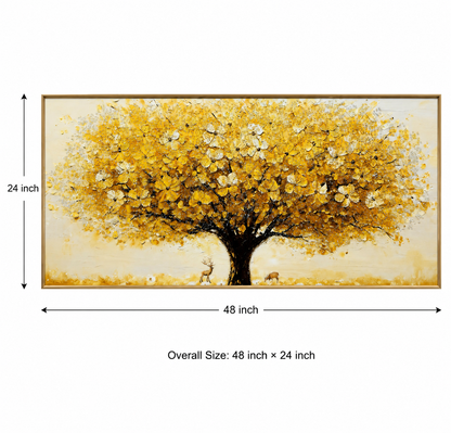 Modern Gold Tree Crystal Wall Painting For Home [ 24 x 48 Inches ]