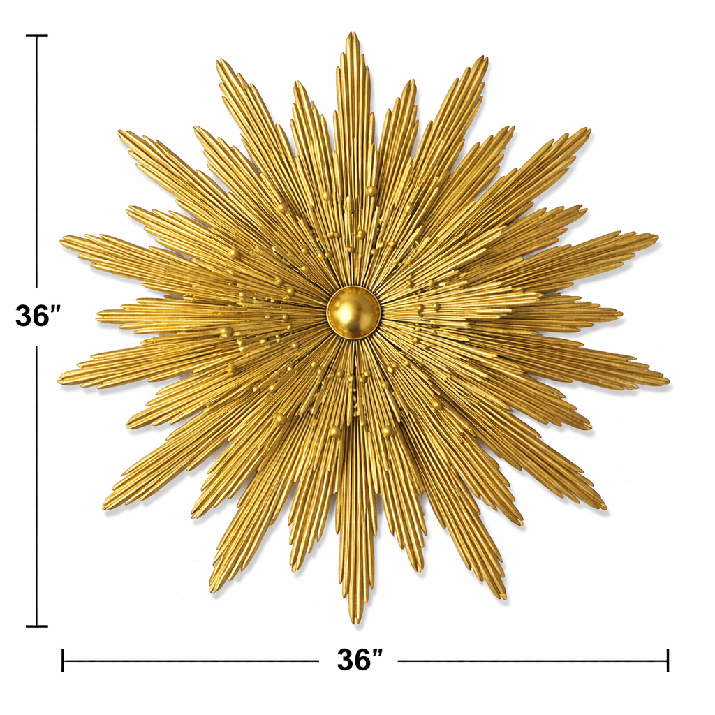 PVD Finish Circular Metal Wall Art With LED Light [36 x 36 Inch ] Style 1