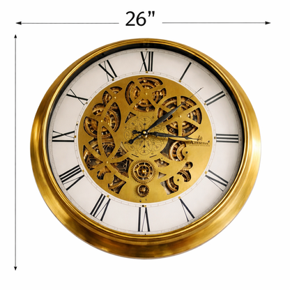 Whispering Wheel Luxury Designer Wall clock With Moving Gear Mechanism (Steel Body)