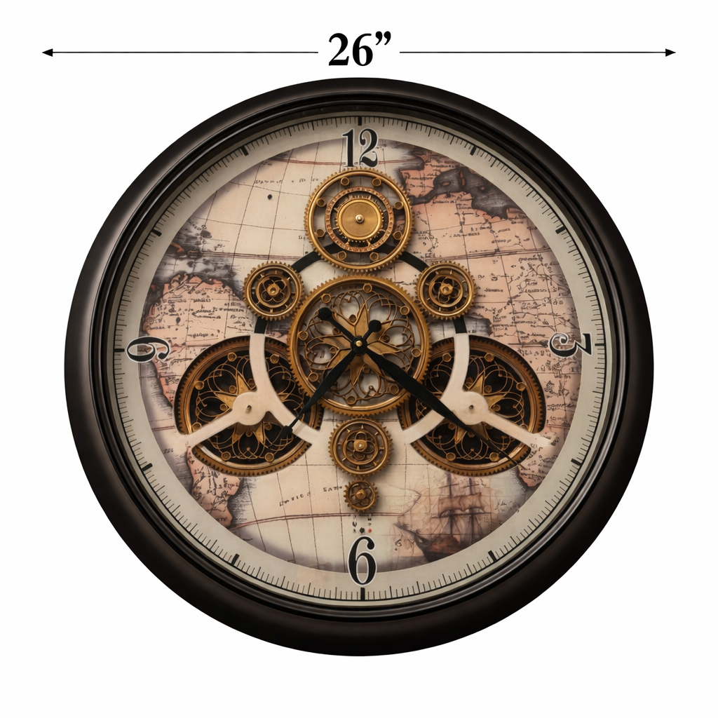 Epoch Elegance Luxury Designer Wall Clock With Moving Gear Mechanism (Steel Body)