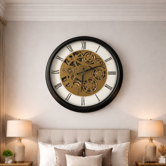 Svelte Seconds Luxury Wall Clock With Moving Gear Mechanism (Steel Body)