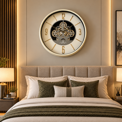 Svelte Seconds Luxury Wall Clock With Moving Gear Mechanism (Steel Body)