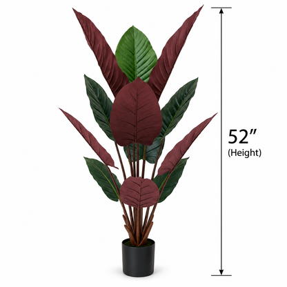 Red-Backed King Diamond Foliage Artificial Plant [ 52 Inch ]