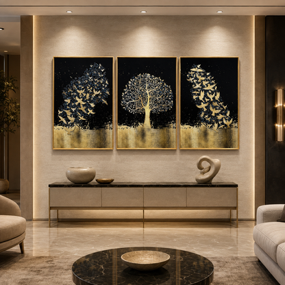 Modern Crystal Premium Painting With Metal Framing For Wall Decor [ Pack of 3 ]