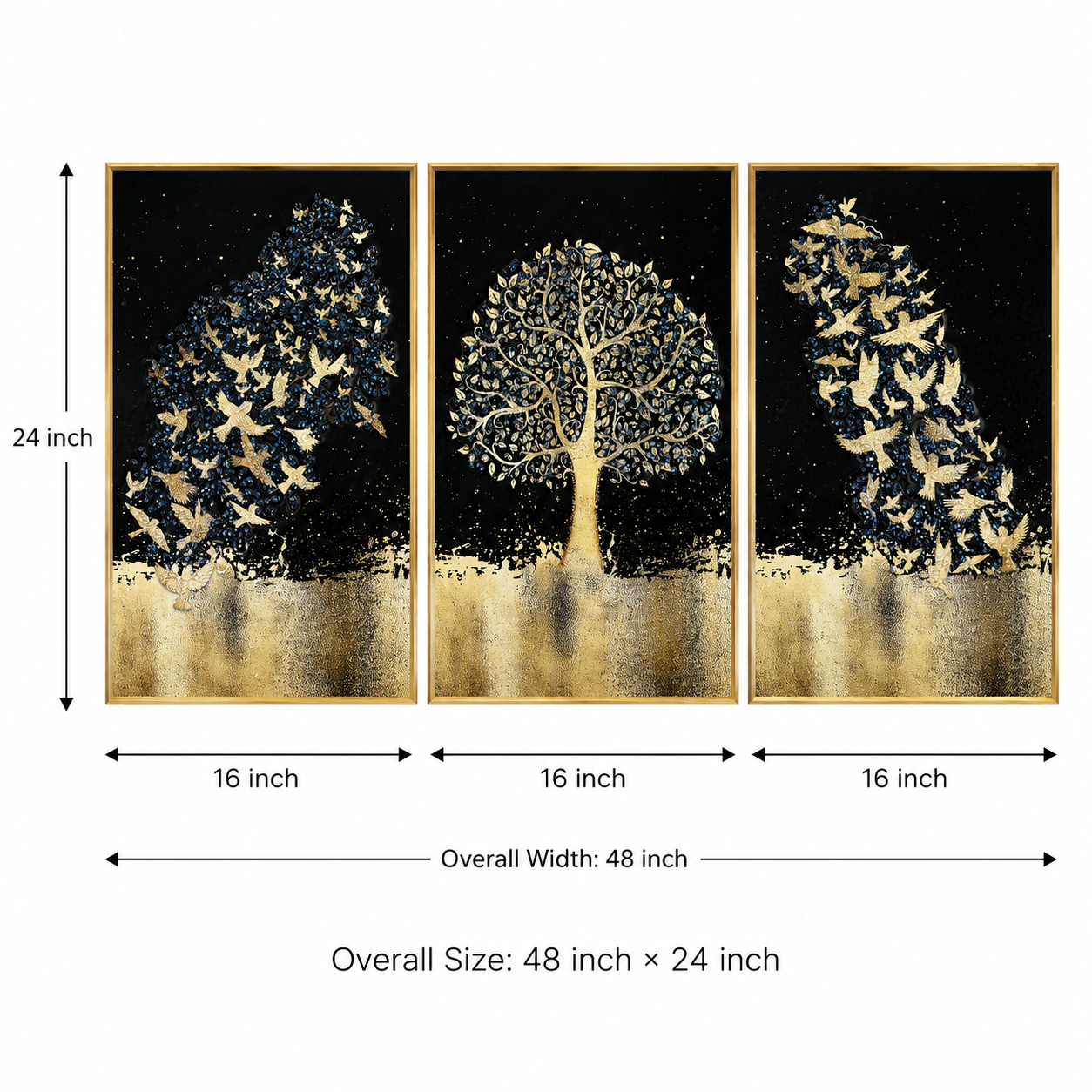 Modern Crystal Premium Painting With Metal Framing For Wall Decor [ Pack of 3 ]