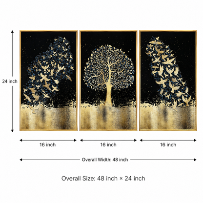 Modern Crystal Premium Painting With Metal Framing For Wall Decor [ Pack of 3 ]