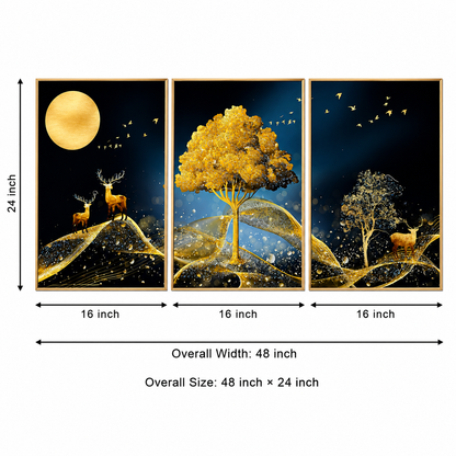 Modern Crystal Premium Painting With Metal Framing For Wall Decor [ Pack of 3 ]