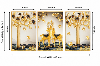 Modern Crystal Premium Painting With Metal Framing For Wall Decor [ Pack of 3 ]