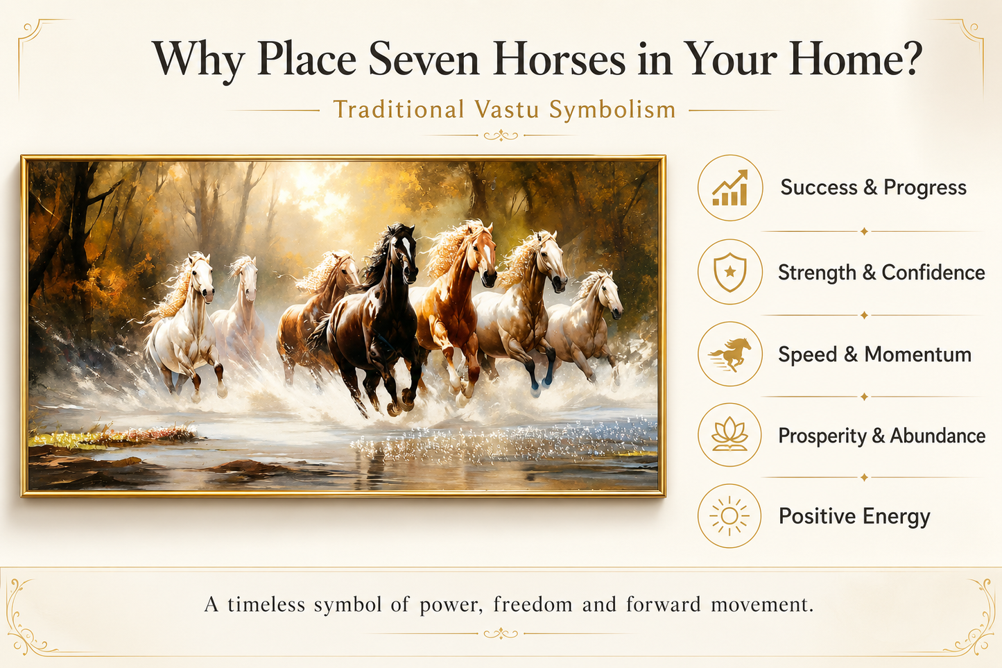 Seven Horses Run Wild Crystal Glass Painting [ 48 x 24 Inch ]