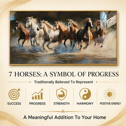 Thunder of the Seven Running Horses Crystal Glass painting [ 48 x 24 Inch ]