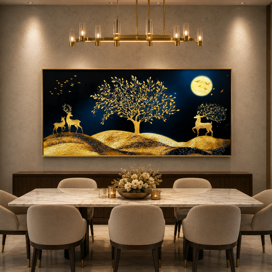 Modern Deer Crystal Wall Painting For Home [ 24 x 48 Inches ]