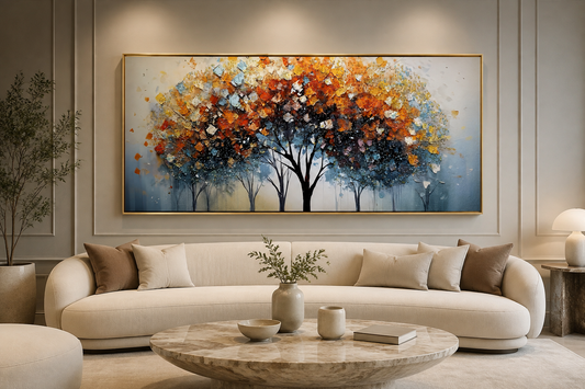 Colorful Tree Modern Crystal Glass Painting For Home [ 24 x 48 Inches ]
