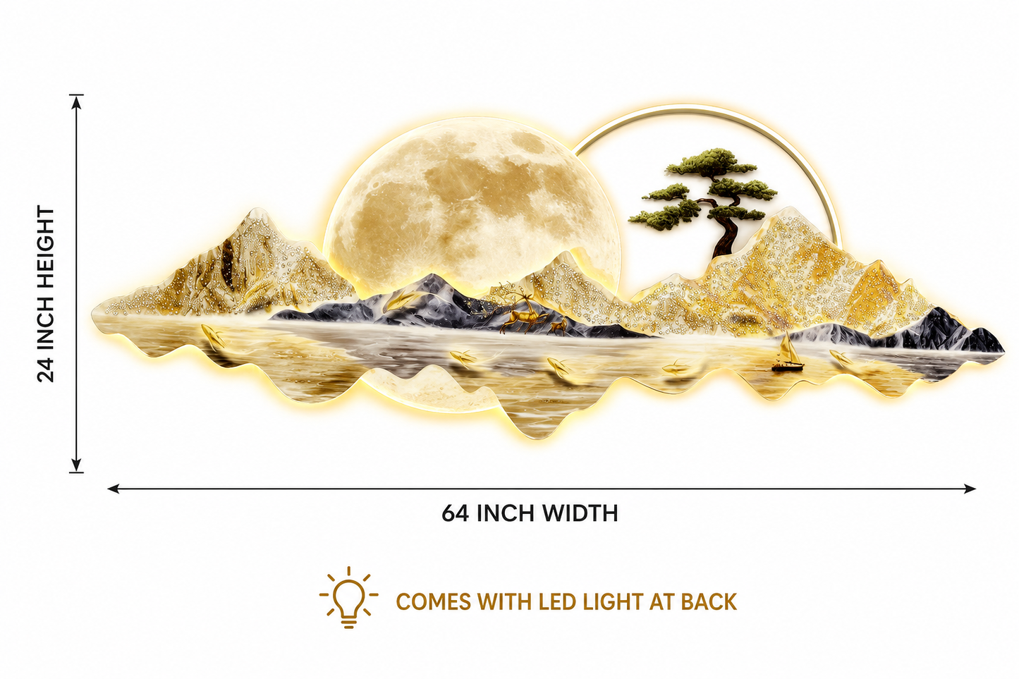 Modern Crystal Wall Art For Wall Decor With LED Lights Style 2